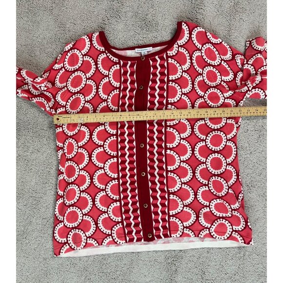 Isaac Mizrahi Live! Womens Red/White Geometric Button Front Cardigan Sweater 1X - Picture 10 of 13